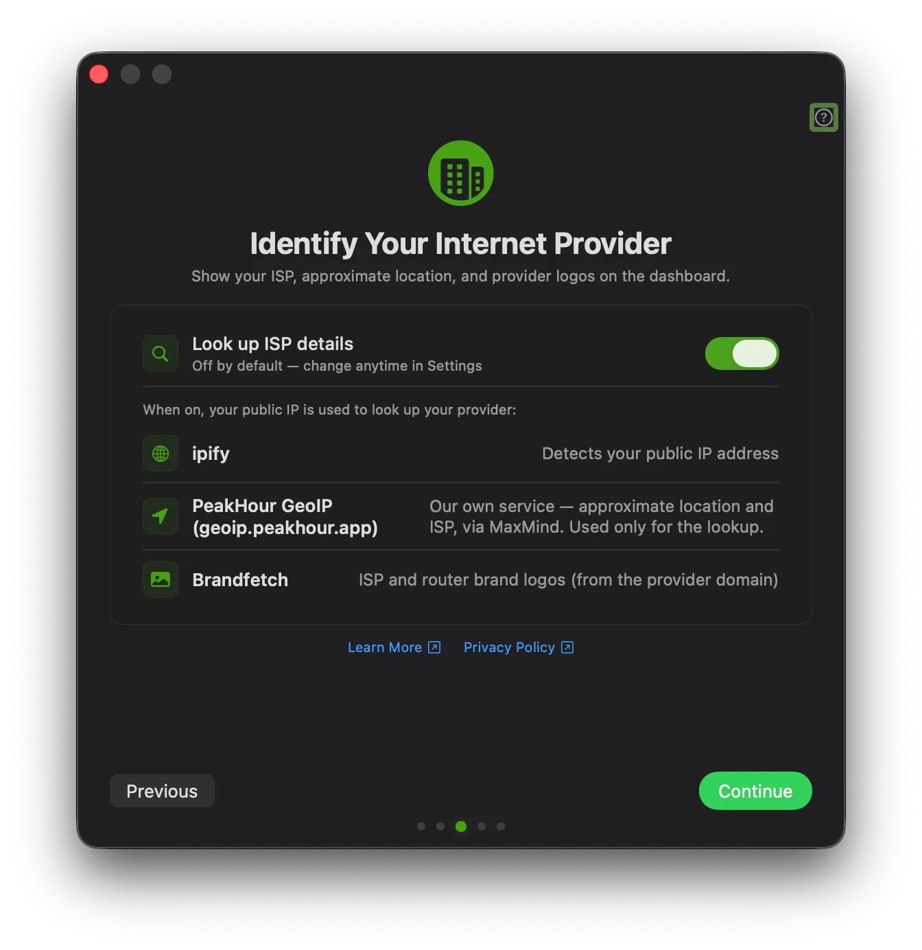 The Identify Your Internet Provider step with the Look up ISP details option
